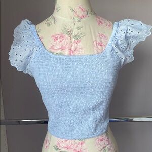 Universal Thread Sky Blue Eyelet Sleeve Top